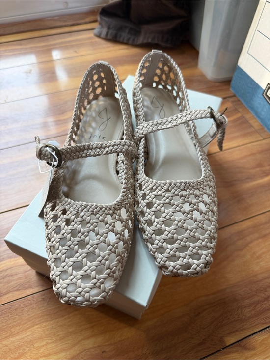 Joie Shoes - NWT Joie Woven Neutral Mary Jane Flats in Light Beige